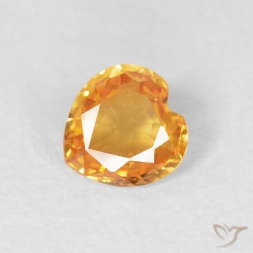 0.40ct 자연스러운 오렌지-골드 사파이어, 마음, VVS
