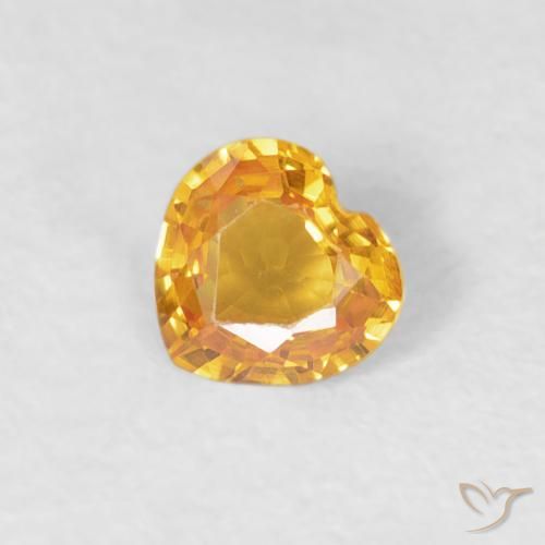 0.32ct 자연스러운 다크 오렌지-골드 사파이어, 마음, VVS