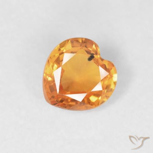 0.44ct 자연스러운 밝은 주황색 사파이어, 마음, VVS-VS