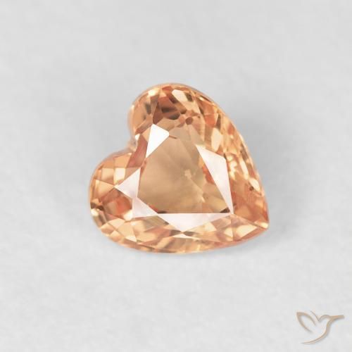 0.50ct 자연스러운 라이트 오렌지 사파이어, 마음, VVS