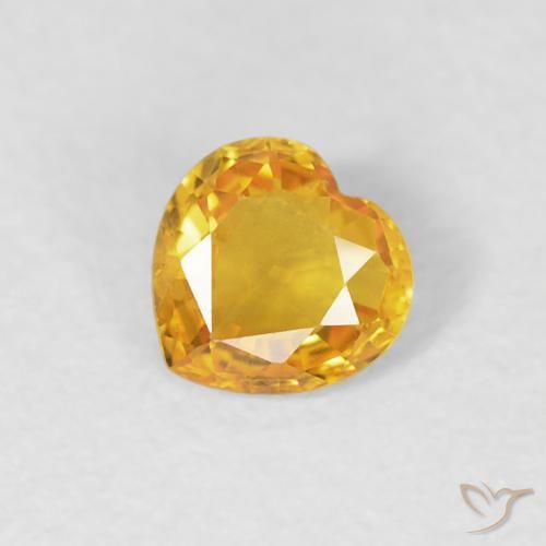 0.39ct 자연스러운 골든 오렌지 사파이어, 마음, VVS
