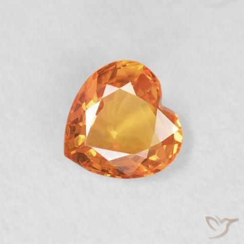 0.40ct 자연스러운 밝은 주황색 사파이어, 마음, VVS