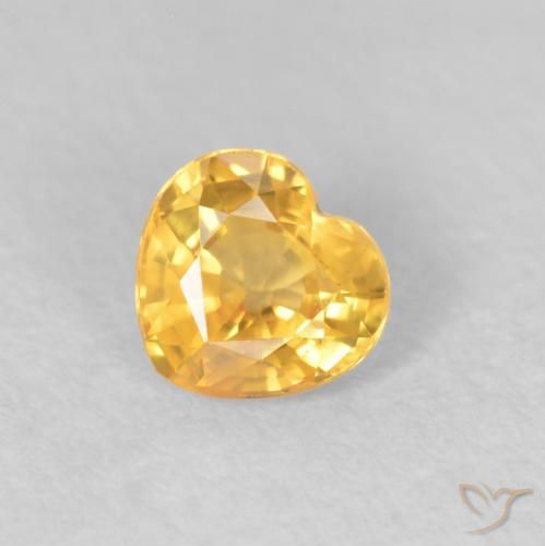 0.44ct 자연스러운 미디엄 골드 사파이어, 마음, VS