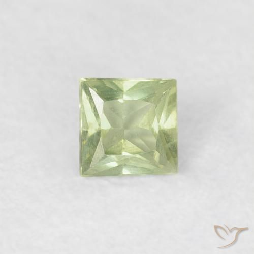 0.18ct 자연스러운 밝은 노란색 녹색 사파이어, 정사각형, VS