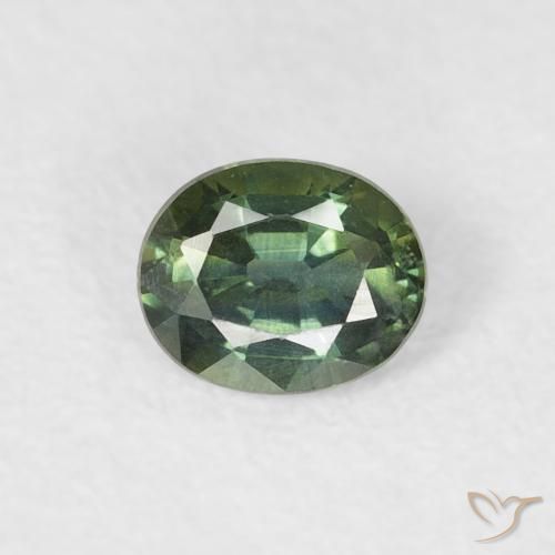 0.38ct 자연스러운 옅은 숲 녹색 사파이어, 타원형, VS