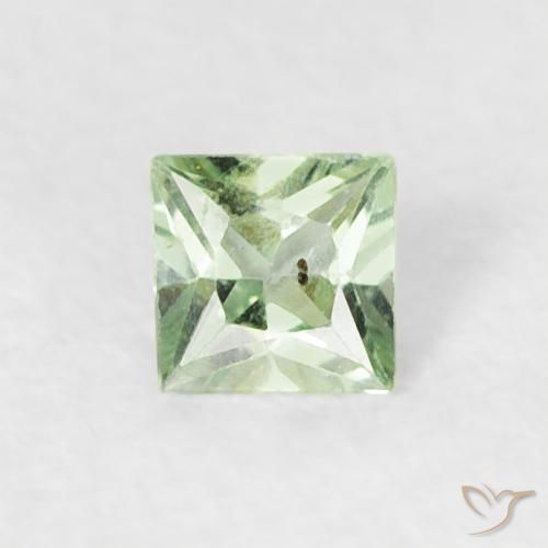 0.16ct 자연스러운 매우 밝은 녹색 사파이어, 정사각형, VS