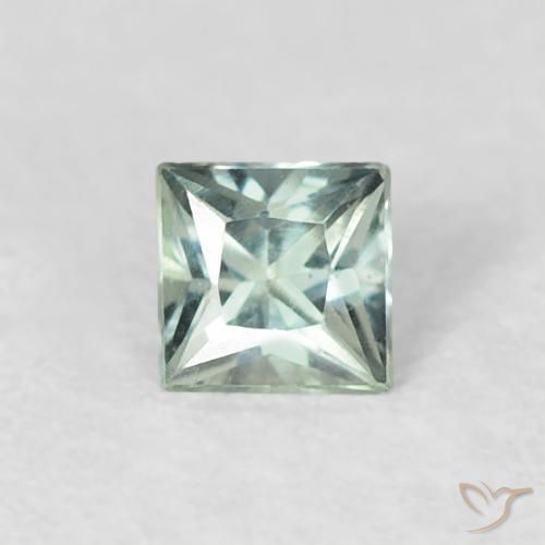 0.19ct 자연스러운 연한 초록색 사파이어, 정사각형, VVS