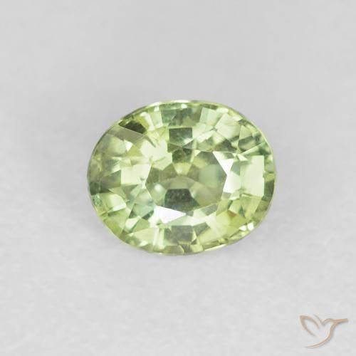 0.51ct 자연스러운 라이트 라이블리 그린 사파이어, 타원형, VVS