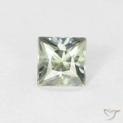 0.19ct 자연스러운 옅은 녹색 사파이어, 정사각형, VS