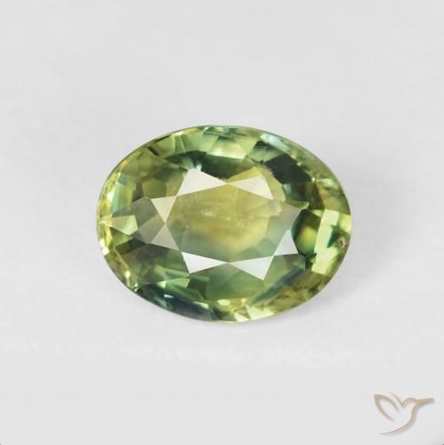 2.24ct 자연스러운 따뜻한 녹색 사파이어, 타원형, VS
