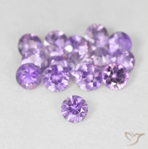 0.08캐럿 천연 핑크빛 바이올렛 사파이어, 라운드 컷, 2.49 mm, VS