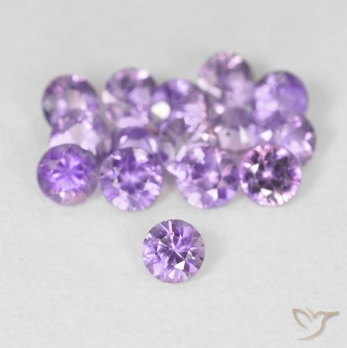 0.08캐럿 천연 핑크빛 바이올렛 사파이어, 라운드 컷, 2.49 mm, VS
