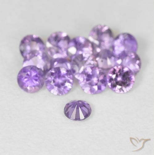 0.08캐럿 천연 핑크빛 바이올렛 사파이어, 라운드 컷, 2.49 mm, VS