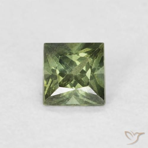 0.20ct 자연스러운 미디엄 그린 사파이어, 정사각형, VS