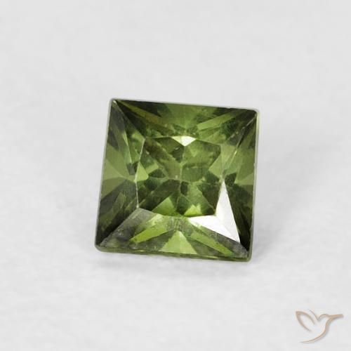 0.38캐럿 천연 Medium Dark-Green 사파이어, 정사각형, VS
