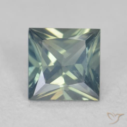 0.27ct 자연스러운 미디엄 블루 그린 사파이어, 정사각형, VVS