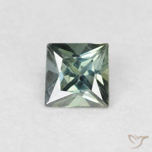 0.16ct 자연스러운 회녹색 사파이어, 정사각형, VVS-VS