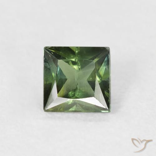 0.47ct 자연스러운 갈색을 띤 녹색 사파이어, 정사각형, VS