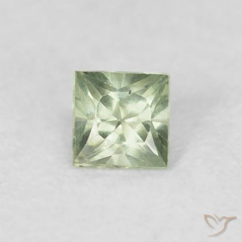 0.20ct 자연스러운 연한 초록색 사파이어, 정사각형, VS, Photo A
