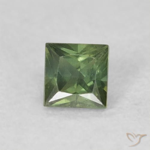 0.33ct 자연스러운 흙빛 녹색 사파이어, 정사각형, VS