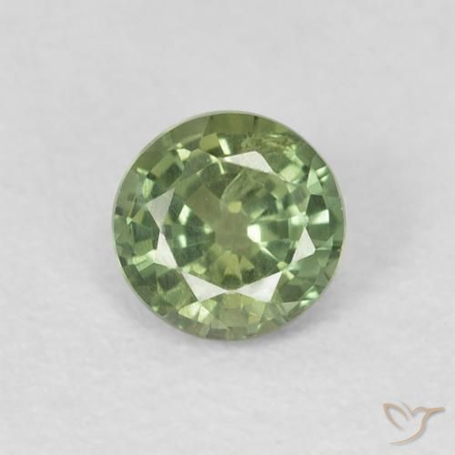 0.54ct 자연스러운 따뜻한 녹색 사파이어, 둥근, VS