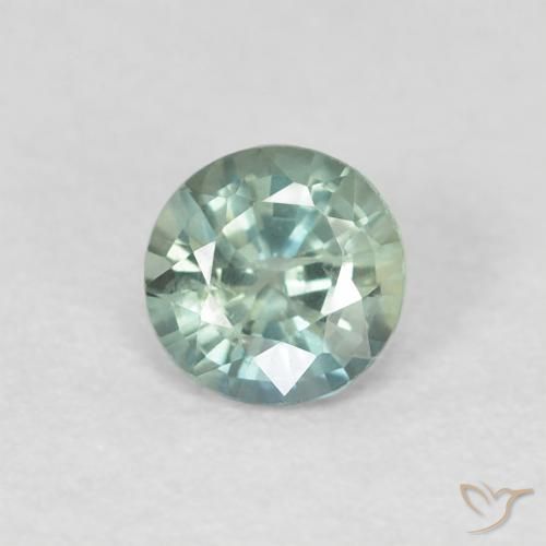 0.46ct 자연스러운 연한 초록색 사파이어, 둥근, VS