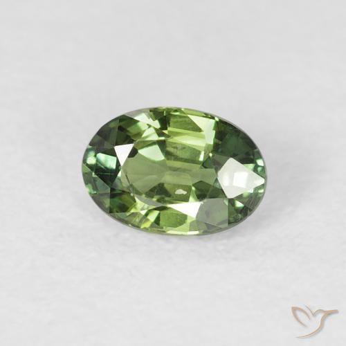 0.72캐럿 천연 Medium Dark-Green 사파이어, 타원형, VS