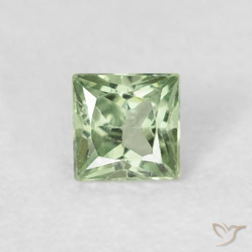 0.18ct 자연스러운 연한 초록색 사파이어, 정사각형, VS