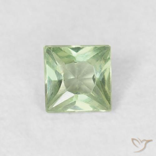 0.19ct 자연스러운 밝은 노란색 녹색 사파이어, 정사각형, VS