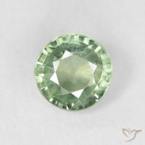 0.75ct 자연스러운 라이트 세이지 그린 사파이어, 둥근, VS