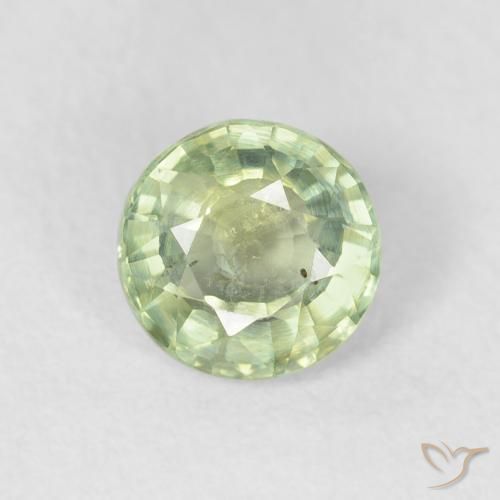0.80ct 자연스러운 매우 밝은 녹색 사파이어, 둥근, VS