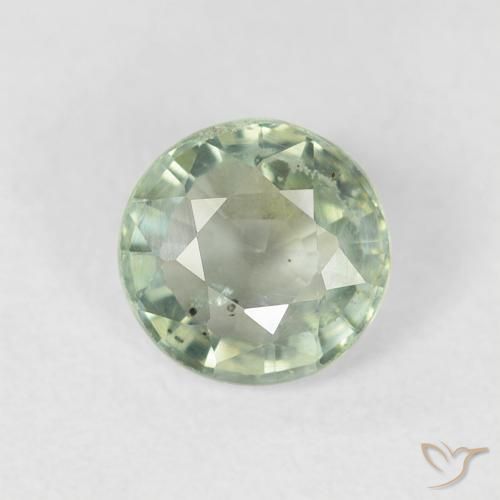 0.81ct 자연스러운 연한 초록색 사파이어, 둥근, VS