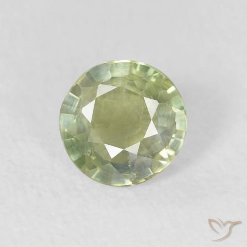 0.63ct 자연스러운 올리브 그린 사파이어, 둥근, VS