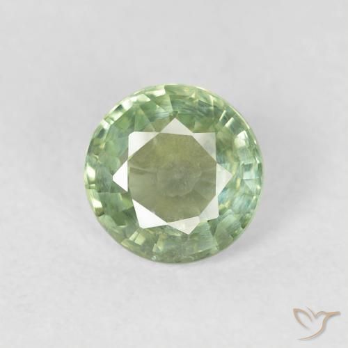 0.73ct 자연스러운 매우 밝은 녹색 사파이어, 둥근, VS