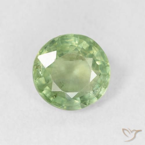 0.80ct 자연스러운 따뜻한 녹색 사파이어, 둥근, VS