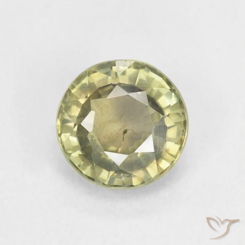 0.86ct 자연스러운 황록색 사파이어, 둥근, VS