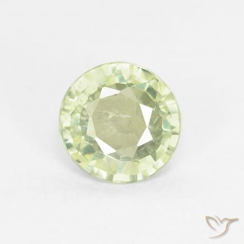 0.61ct 자연스러운 연한 초록색 사파이어, 둥근, VS