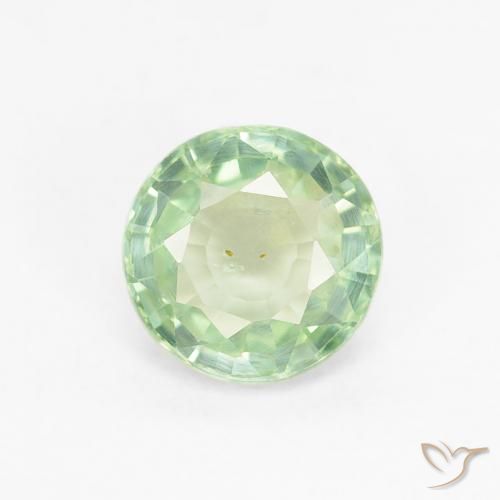 0.83ct 자연스러운 매우 밝은 녹색 사파이어, 둥근, VS