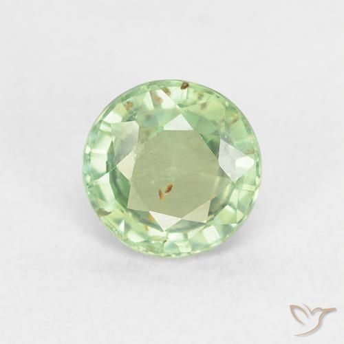 0.81ct 자연스러운 연한 황록색 사파이어, 둥근, VS