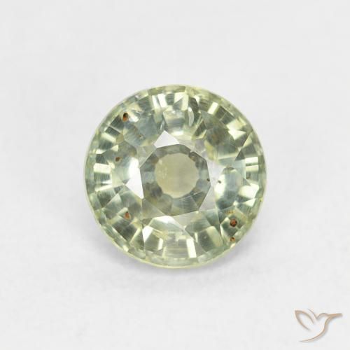 0.83ct 자연스러운 옅은 녹색 사파이어, 둥근, VS