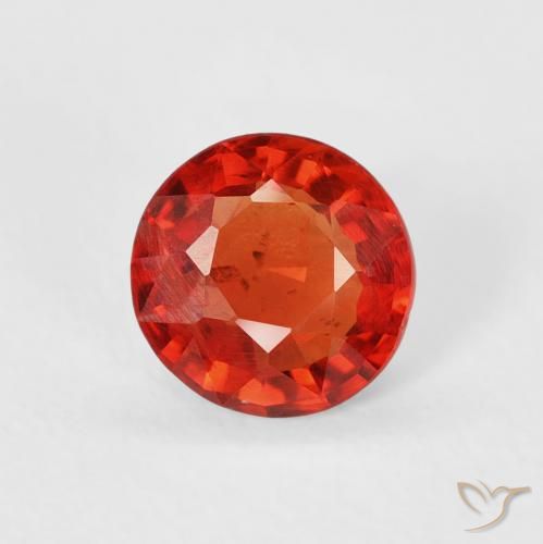 0.62ct 자연스러운 강렬한 레드 오렌지 사파이어, 둥근, VS