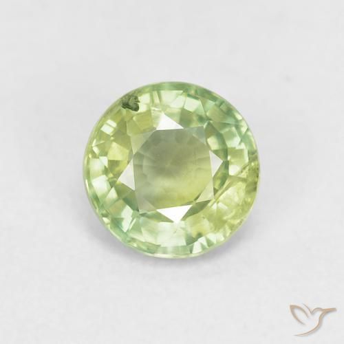 0.85ct 자연스러운 라이트 라이블리 그린 사파이어, 둥근, VS