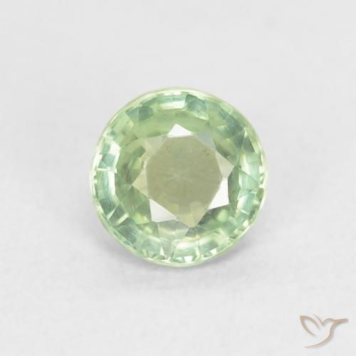 0.61ct 자연스러운 연한 초록색 사파이어, 둥근, VS
