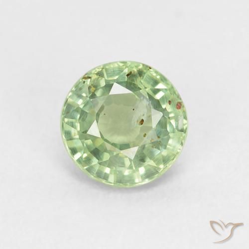 0.98ct 자연스러운 밝은 노란색 녹색 사파이어, 둥근, VS