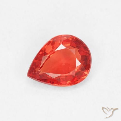 0.41ct 자연스러운 밝은 크림슨 레드-오렌지 사파이어, 배 모양, VVS-VS