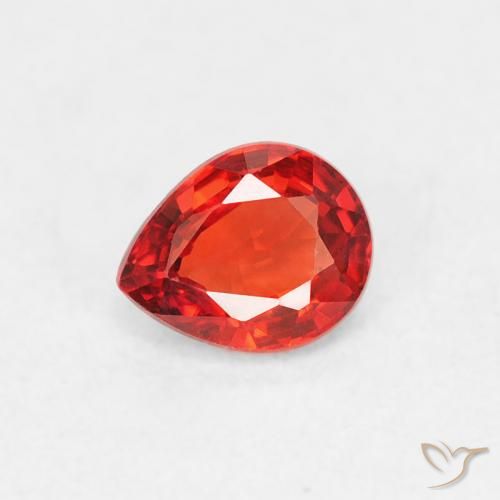 0.42ct 자연스러운 밝은 크림슨 레드-오렌지 사파이어, 배 모양, VVS-VS