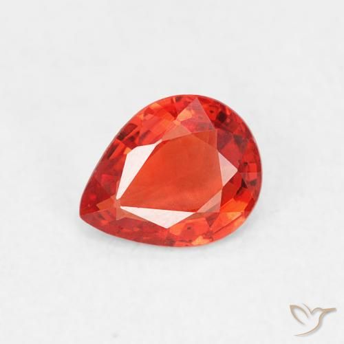 0.37ct 자연스러운 강렬한 레드 오렌지 사파이어, 배 모양, VVS-VS