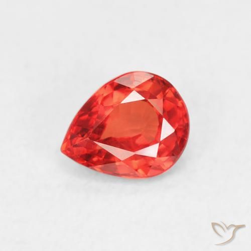 0.43ct 자연스러운 밝은 크림슨 레드-오렌지 사파이어, 배 모양, VVS-VS