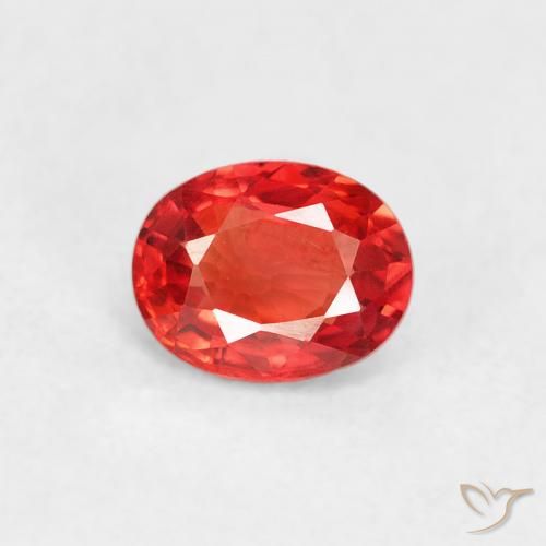 0.42ct 자연스러운 강렬한 레드 오렌지 사파이어, 타원형, VVS-VS