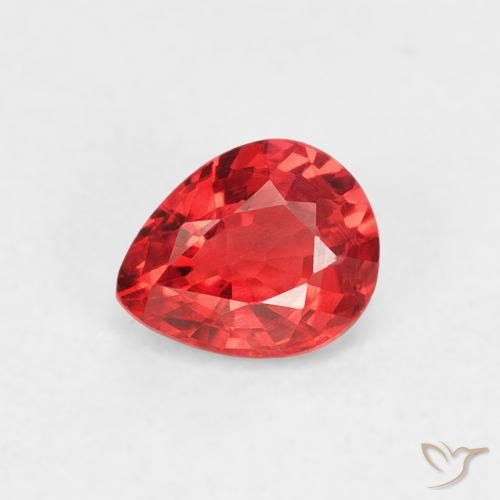 0.48ct 자연스러운 밝은 빨간색 사파이어, 배 모양, VVS